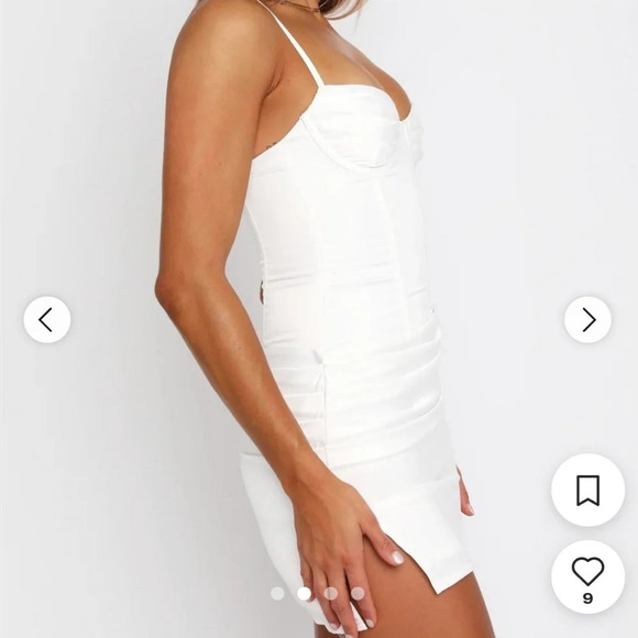 NWT White Fox Boutique Work It Mini Dress Size XS‎ Corset Side Ruched White - Picture 2 of 11